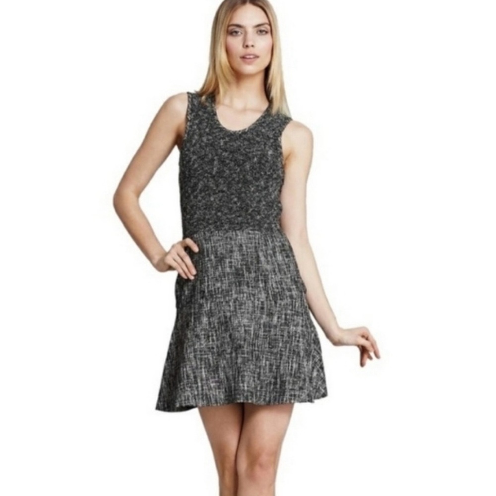 Theory Black and Gray Textured Mini Dress